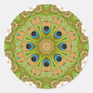 Peacock Mandala'Scopes Ronde Sticker