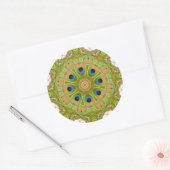 Peacock Mandala'Scopes Ronde Sticker (Envelop)