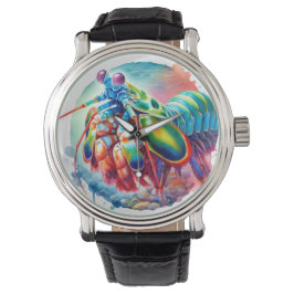 Peacock Mantis Shrimp REF253 - Watercolor Horloge