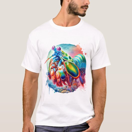 Peacock Mantis Shrimp REF253 - Watercolor T-shirt (Voorkant)