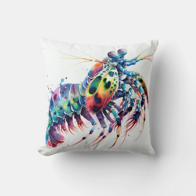 Peacock Mantis Shrimp Watercolor IREF298 - Waterco Kussen (Voorkant)