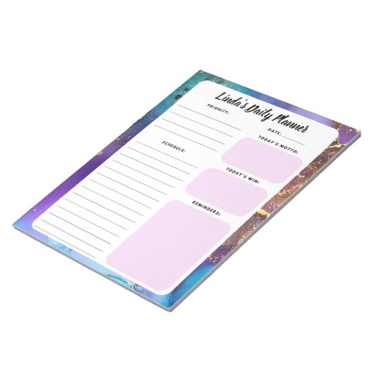 Peacock Marble Abstract Daily To-Do List-laptopblo Notitieblok (Schuin)