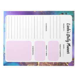 Peacock Marble Abstract Daily To-Do List-laptopblo Notitieblok