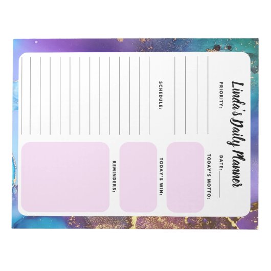 Peacock Marble Abstract Daily To-Do List-laptopblo Notitieblok (Voorkant)