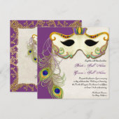 Peacock Masker Bal - Bruiloft uitnodiging (Voorkant / Achterkant)