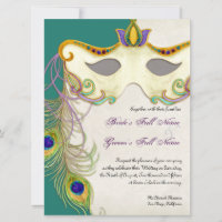 Peacock Masker Bal - Bruiloft uitnodiging