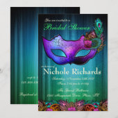 Peacock Masquerade Bridal Shower Uitnodiging (Voorkant / Achterkant)