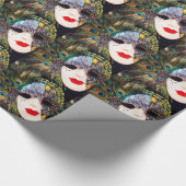 Peacock Masquerade Mardi Gras Mask Wrapping Paper Cadeaupapier (Hoek)