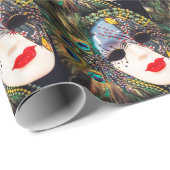 Peacock Masquerade Mardi Gras Mask Wrapping Paper Cadeaupapier (Rol Hoek)