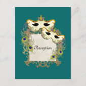 Peacock Masquerade Masker Ball - RSVP-reactiekaart Informatiekaartje (Achterkant)