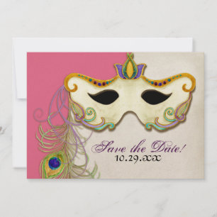 Peacock Masquerade Masker Ball - Save the Date Kaa