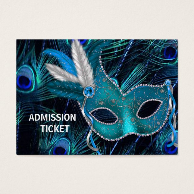 Peacock Masquerade Party Admission Tickets Visitekaartje (Voorkant)
