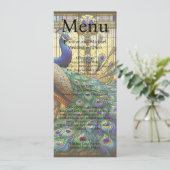 Peacock Maximalist Fancy Luxe Bruiloft Menu (Staand voorkant)