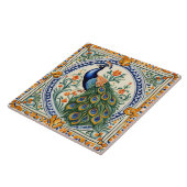 Peacock Mediterraan Geel & Blauw Folk Bloemen Tegeltje (Zijkant)