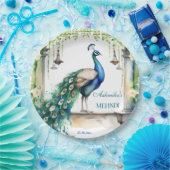 Peacock Mehndi jasmijn Indiase bruiloft servies Papieren Bordje (Feest)