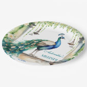 Peacock Mehndi jasmijn Indiase bruiloft servies Papieren Bordje (Gekanteld)
