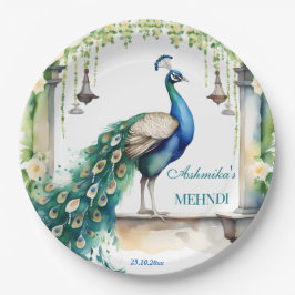 Peacock Mehndi jasmijn Indiase bruiloft servies Papieren Bordje