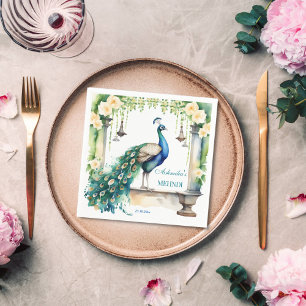 Peacock Mehndi jasmijn Indiase bruiloft servies Servet