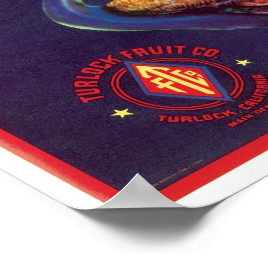 Peacock Melons Label-Poster Poster (Hoek)