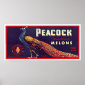 Peacock Melons Label-Poster Poster (Voorkant)