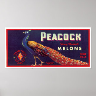 Peacock Melons Label-Poster Poster