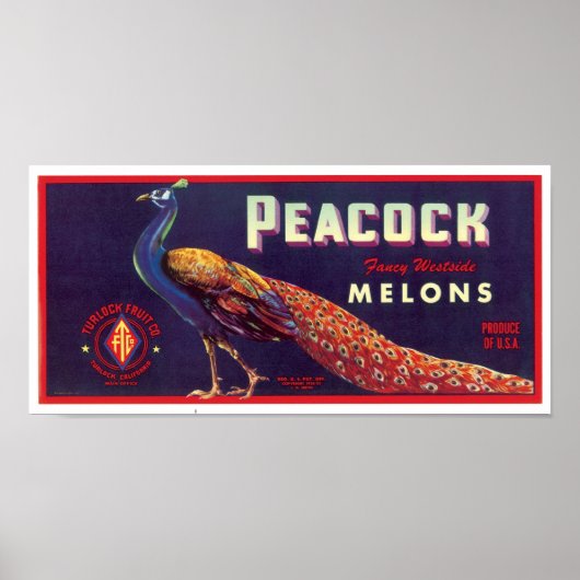 Peacock Melons Label-Poster Poster (Voorkant)