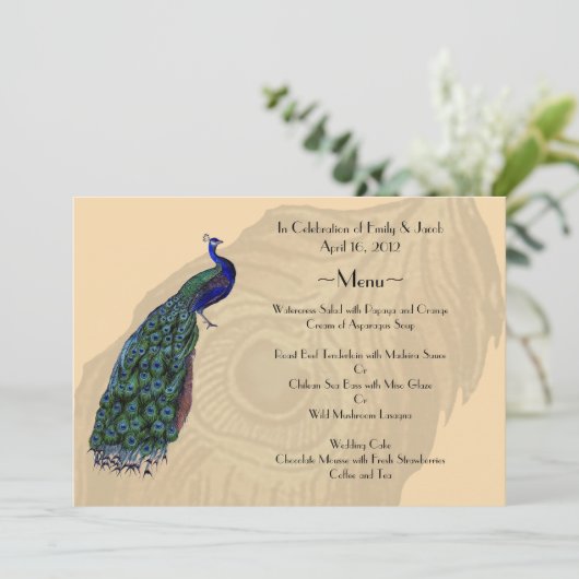  Peacock-menukaarten Kaart (Staand voorkant)