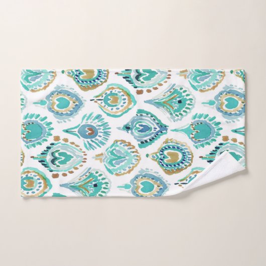 PEACOCK MERMAID Aqua Nautical Scales and Feathers Bad Handdoek (Handdoek)