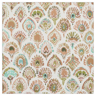 PEACOCK MERMAID Roos Gold Mint Scales and Feathers Stof