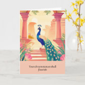 peacock message happy birthday kaart (Gele Bloem)