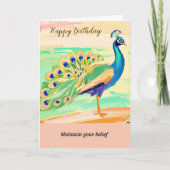 peacock message happy birthday kaart (Voorkant)