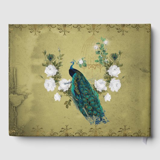 Peacock met bloemen gastenboek (Achterkant)