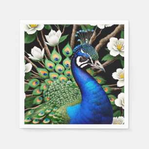 Peacock met bloemen servet
