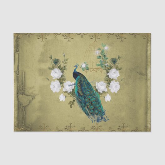 Peacock met bloemen tissuepapier (Voorkant)