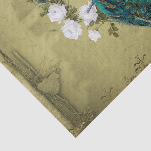 Peacock met bloemen tissuepapier (Detail)