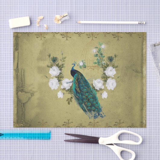Peacock met bloemen tissuepapier (Craft)