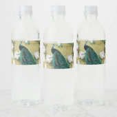 Peacock met bloemen waterfles etiket (Flessen)
