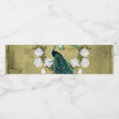 Peacock met bloemen waterfles etiket (Enkel label)