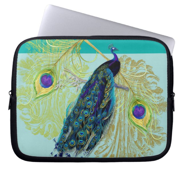  Peacock met Etched Swirls in de Kunst van de Vere Laptop Sleeve (Voorkant)