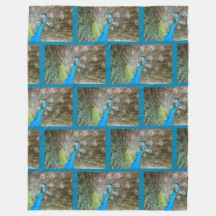 Peacock met Feathers Fanned - Wildlife Bird Foto Fleece Deken