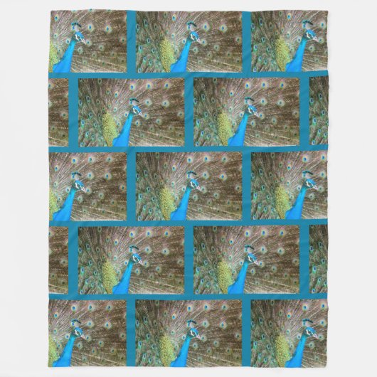 Peacock met Feathers Fanned - Wildlife Bird Foto Fleece Deken (Voorkant)