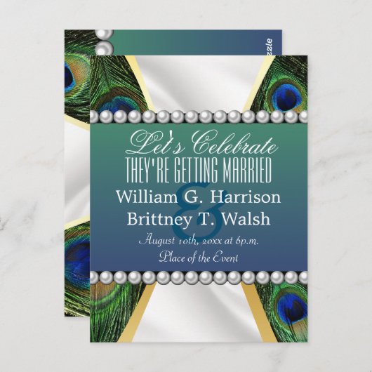 Peacock met Gold Silver Drapery Briefkaart (Voorkant / Achterkant)