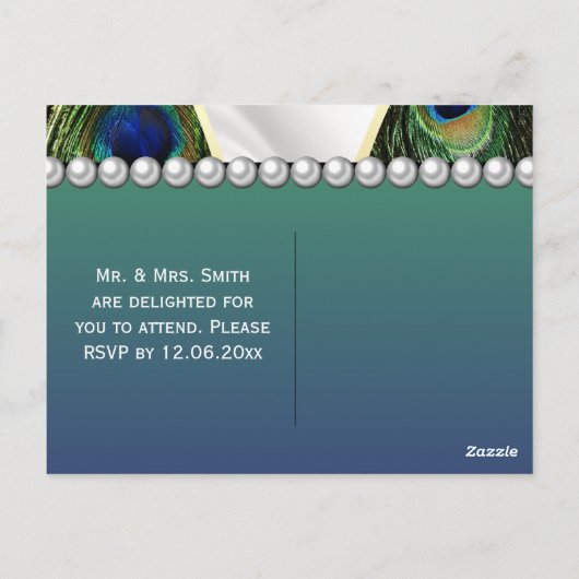 Peacock met Gold Silver Drapery Briefkaart (Achterkant)