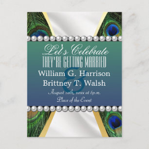 Peacock met Gold Silver Drapery Briefkaart