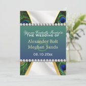 Peacock met Gold Silver Drapery Kaart (Staand voorkant)