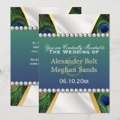 Peacock met Gold Silver Drapery Kaart (Voorkant / Achterkant)