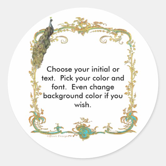 Peacock met gouden Lijst "Save the Date" Sticker (Voorkant)