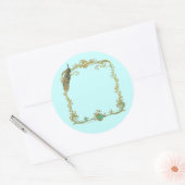 Peacock met gouden Lijst "Save the Date" Sticker (Envelop)