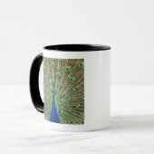 Peacock met haar veren, als deel van een mok (Voorkant links)