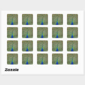 Peacock met haar veren, als deel van een vierkante sticker (Vel)
